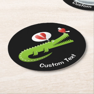 Alligator en amour Dessous de verre rond papier