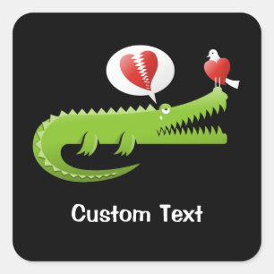 Alligator en Love Sticker Carré