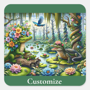 Alligator Fantasy Sumamp Thunder_Cove Quadratischer Aufkleber