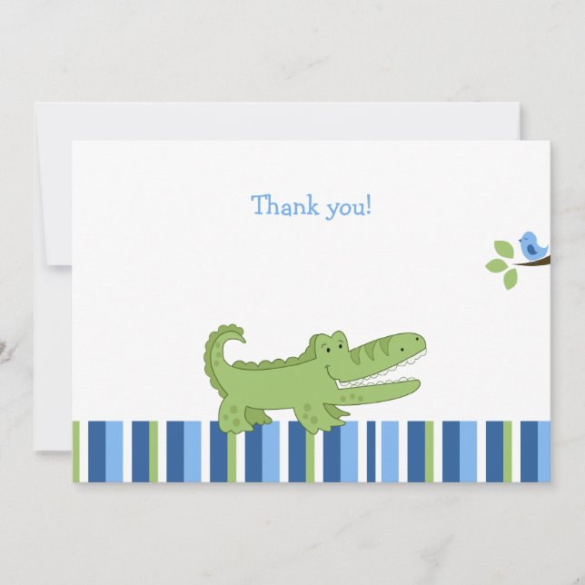 Alligator Flat Vielen Dank - Blau/Grün Mitteilungskarte (Vorderseite)