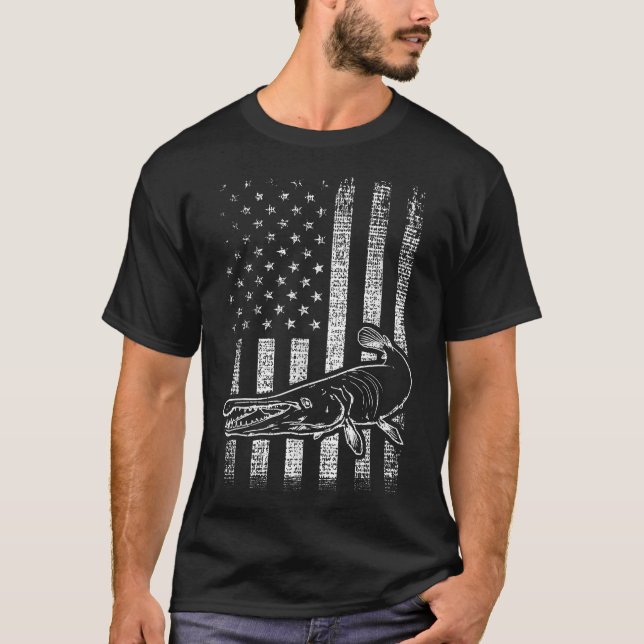 Alligator Gar Usa American T-Shirt (Vorderseite)