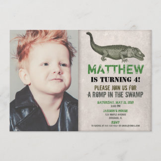 Alligator Geburtstagseinladung, Krokodil-Foto Einladung