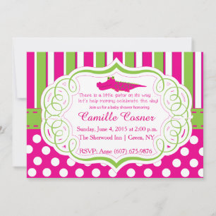 ALLIGATOR GIRL BABY SHOWER INVITATION