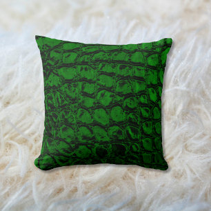 Alligator Green Imitats Leather Kissen