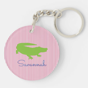 Alligator Green Pink Preppy Nom personnalisé 