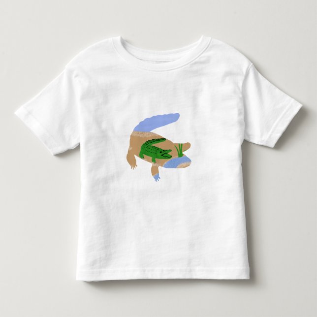 Alligator Green Whimsical Cartoon Art Kleinkind T-shirt (Vorderseite)