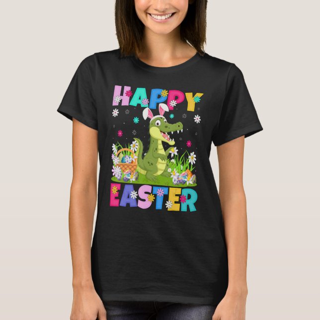 Alligator Happy Easter Bunny Alligator Ostern Su T-Shirt (Vorderseite)