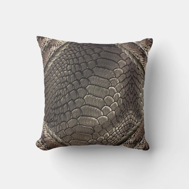 Alligator-Hautdruck und Snakeskin-Druck Kissen (Vorderseite)