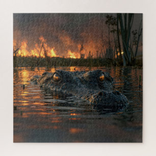 Alligator im Everglades-Waldbrand