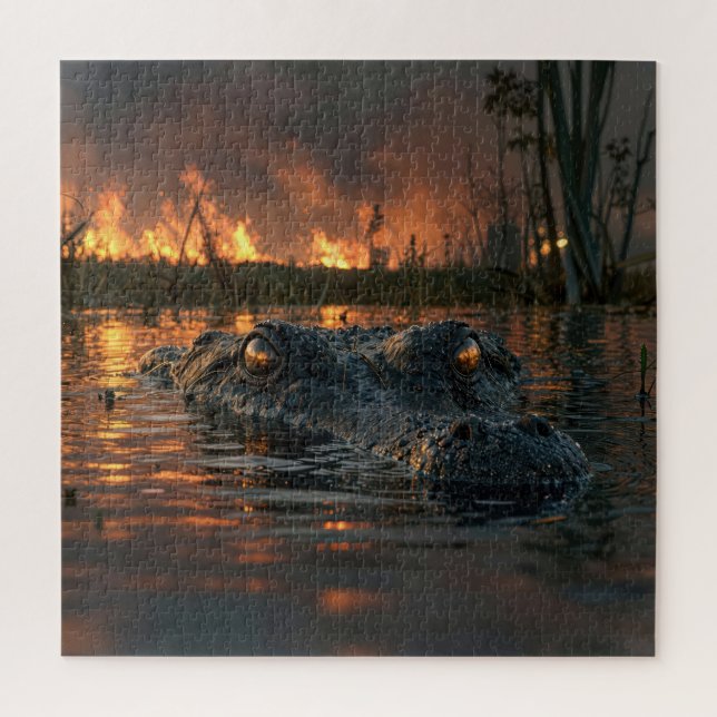 Alligator im Everglades-Waldbrand (Vertikal)