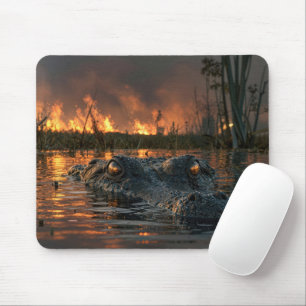 Alligator im Everglades-Waldbrand Mousepad