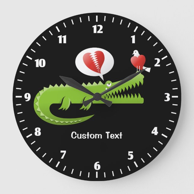 Alligator in der Liebe Große Uhr (Vorderseite)