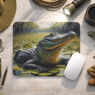 Alligator in Sumpf Bull Gator Mousepad