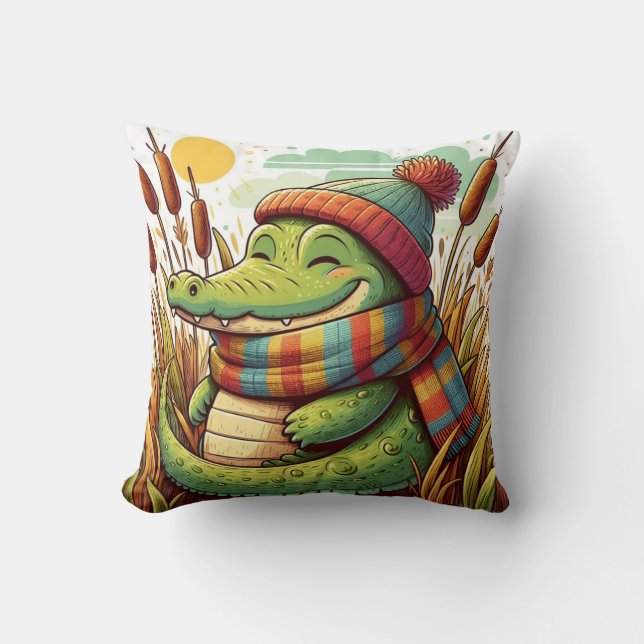 Alligator-Inspiriert Pillow Kissen (Vorderseite)