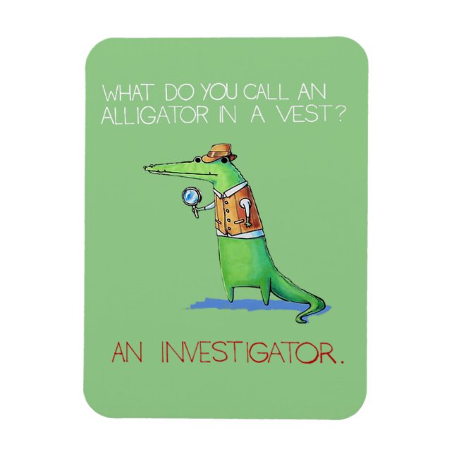 Alligator Investigator Vest Crocodile Animal Funny Magnet (Vertikal)