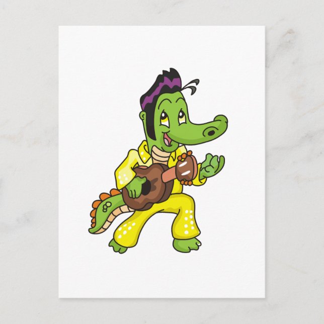 Alligator King mit Gitarren-T - Shirt und Geschenk Postkarte (Vorderseite)