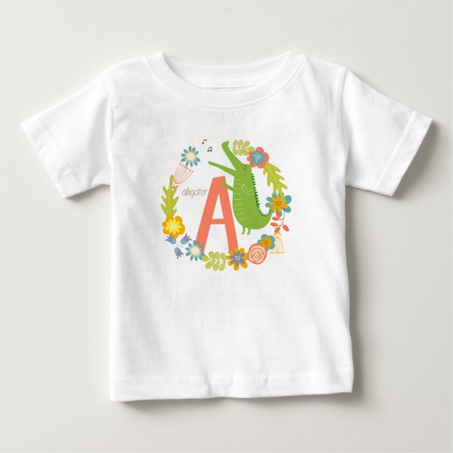 Alligator-Letter A der Animal Alphabet Serie Baby T-shirt (Vorderseite)