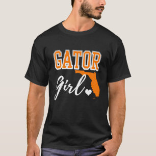 Alligator-Mädchen Florida Herz Landkarte Form Souv T-Shirt