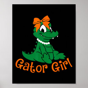 Alligator Mädchen Süße Orange Schleife Alligator F Poster