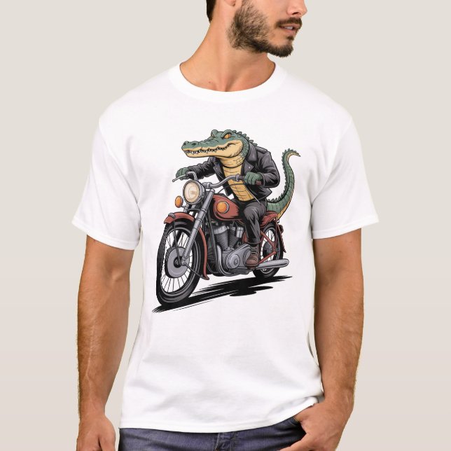 Alligator-Motorrad T-Shirt (Vorderseite)