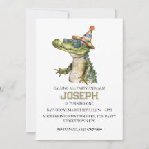 Alligator Party Invitation Invitation pool party