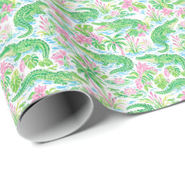 Alligator Preppy Palm Beach Musterdruck Geschenkpapier