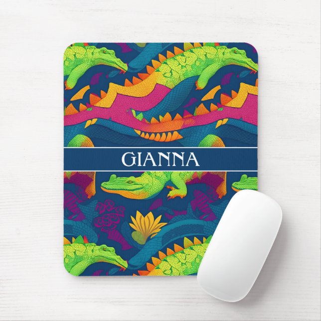 Alligator Rainbow Personalisiertes Muster Mousepad (Mit Mouse)
