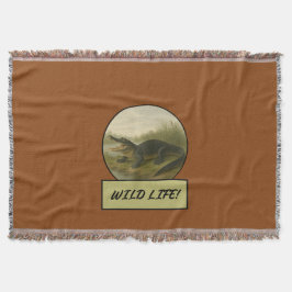 Alligator Saddle Brown Throw Blanket Decke