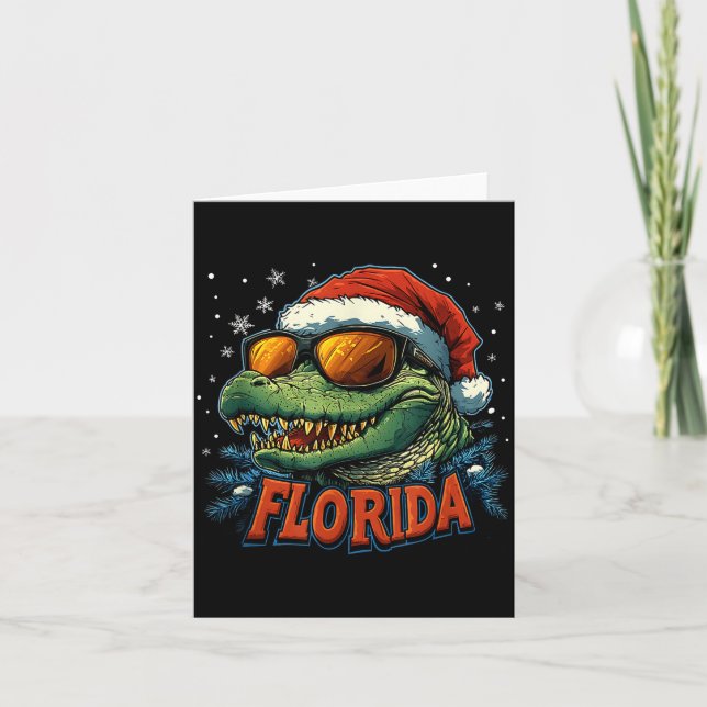 Alligator Santa Funny Florida Holiday Christmas Xm Karte (Vorderseite)