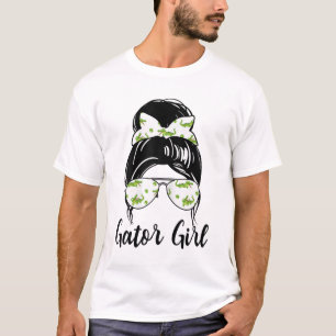 Alligator Shirt Florida Gator Girl Messy Bun Croco