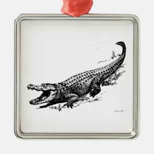 Alligator Silbernes Ornament