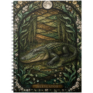 Alligator Still Sumpf Illumina Buntglas Notizblock