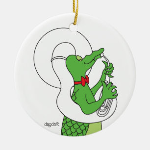 Alligator Tuba Keramik Ornament