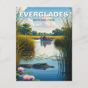 Alligator und Airboat Everglades National Park Postkarte