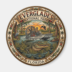 Alligator und Luftboot Everglades-Nationalpark Magnet