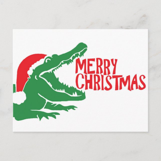 Alligator Weihnachten Postkarte (Vorderseite)