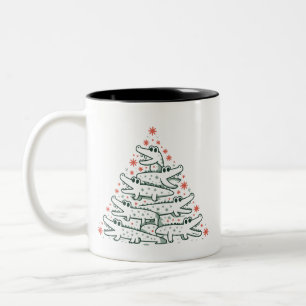 Alligator-Weihnachtsbaum Lustiger Krokodil Florida Zweifarbige Tasse