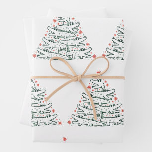 Alligator-Weihnachtsbaum Lustiges Krokodil Florida Geschenkpapier Set