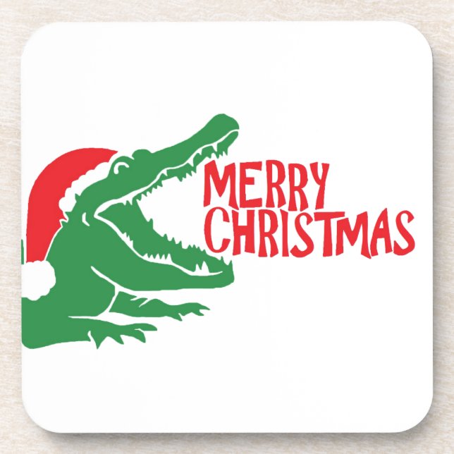 Alligator-Weihnachtskork-Untersetzer Untersetzer (Vorderseite)