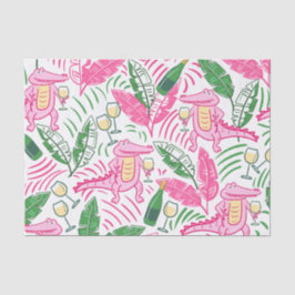 Alligator Wine Pink Green Preppy Seidenpapier
