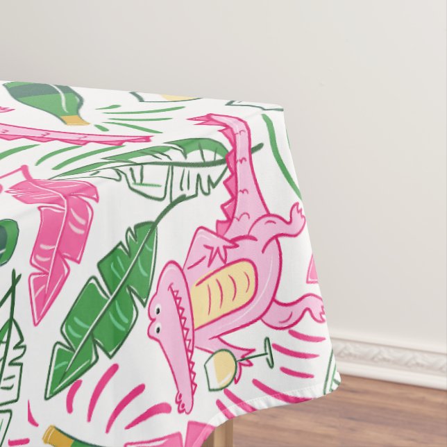 Alligator Wine Pink Green Preppy Tischdecke (Beispiel)