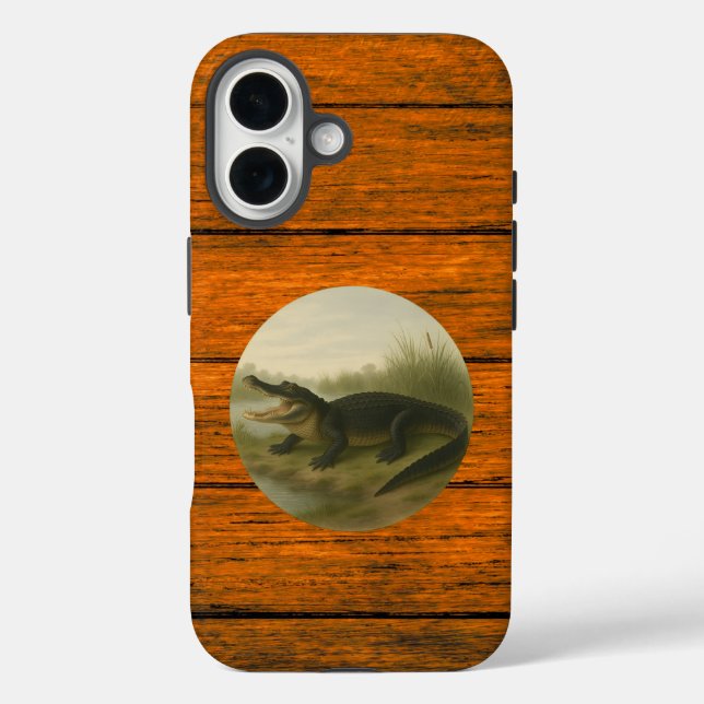 Alligator Wood Grain iPhone 16 Coque (Verso)