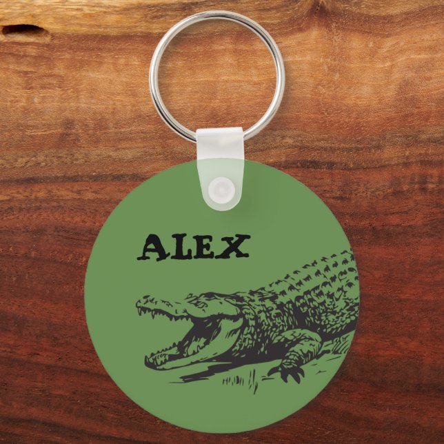 Alligator zeichne mit individuelle Name Schlüsselanhänger (Vorderseite)