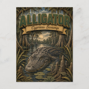 Alligator Zypressen Sumpf POPCUT Postkarte
