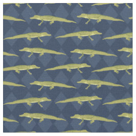 Alligatoren in Olive Green gegen Navy Blue Stoff