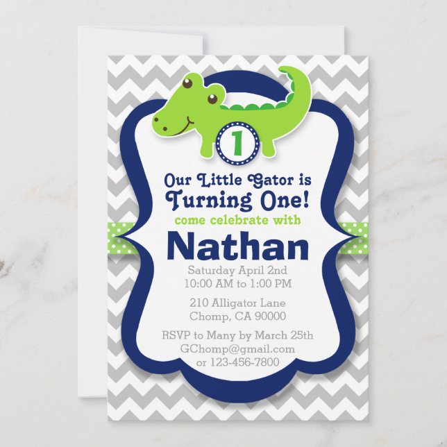 Alligatorgeburtstags-Einladung - Einladung (Vorderseite)