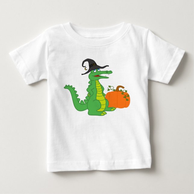 Alligatorhexe mit Halloween-Kürbis Baby T-shirt (Vorderseite)