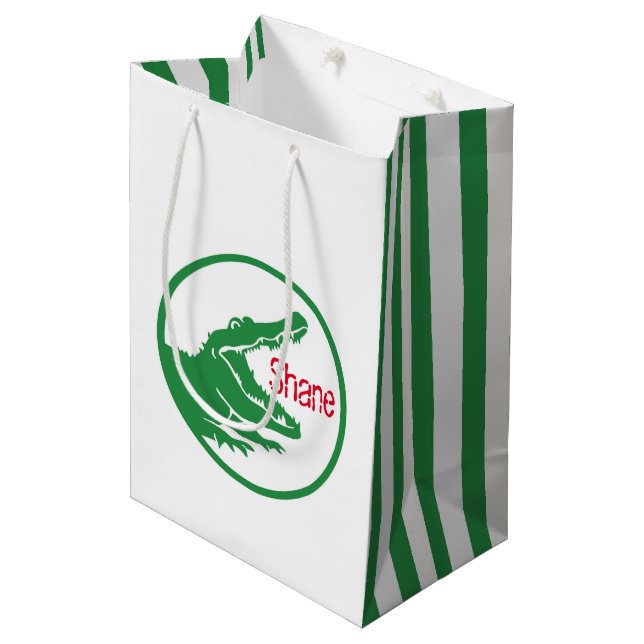 Alligatorkundenspezifische Geschenktasche Mittlere Geschenktüte (Vorderseite Schrägansicht)