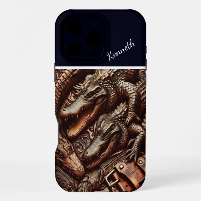 Alligatorledergravur iPhone 16 Pro Max Hülle (Rückseite)