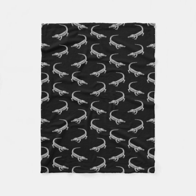 Alligatormuster-Vintager Kunst-Alligatorentwurf Fleecedecke (Vorderseite)